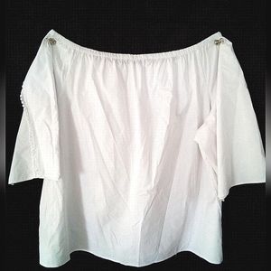 Zac & Rachel off the shoulder peasant blouse, white, 3XL,